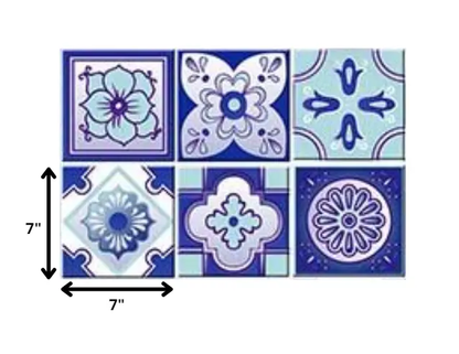 4" X 4" Vintage Turq Blue And White Peel And Stick Removable Tiles HomeRoots