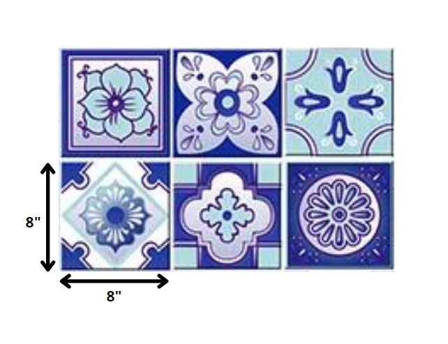 4" X 4" Vintage Turq Blue And White Peel And Stick Removable Tiles HomeRoots