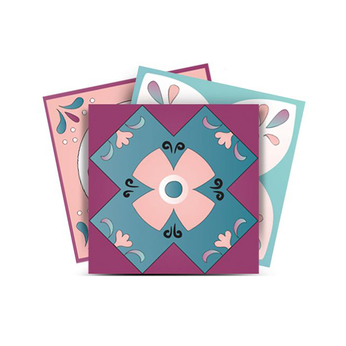 4" X 4" Vintage Turq Blush And Mauve Peel And Stick Removable Tiles HomeRoots