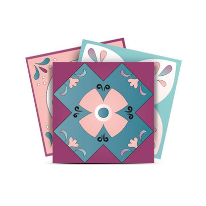 4" X 4" Vintage Turq Blush And Mauve Peel And Stick Removable Tiles HomeRoots