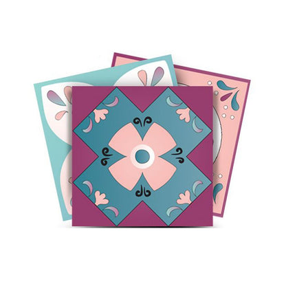 4" X 4" Vintage Turq Blush And Mauve Peel And Stick Removable Tiles HomeRoots