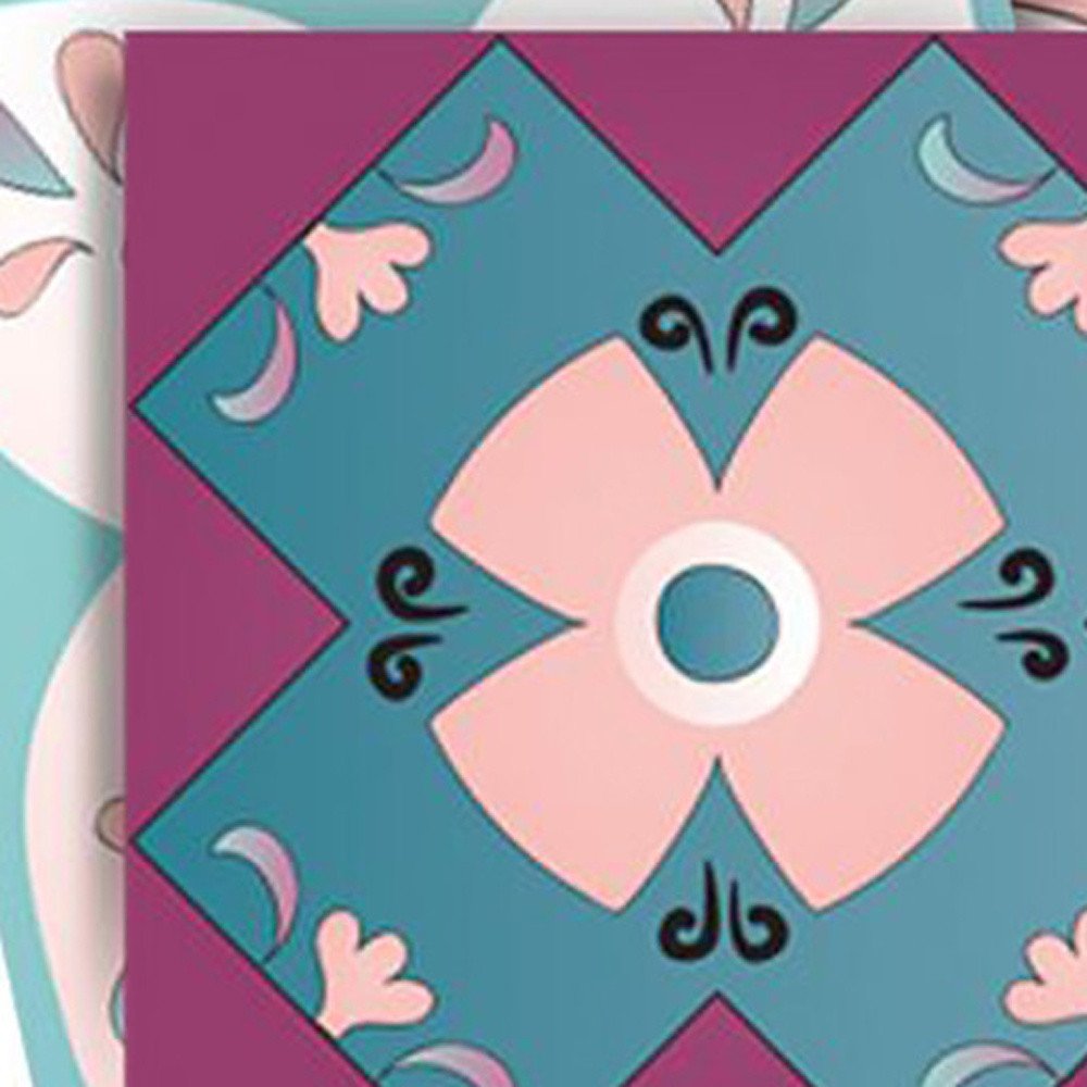 4" X 4" Vintage Turq Blush And Mauve Peel And Stick Removable Tiles HomeRoots