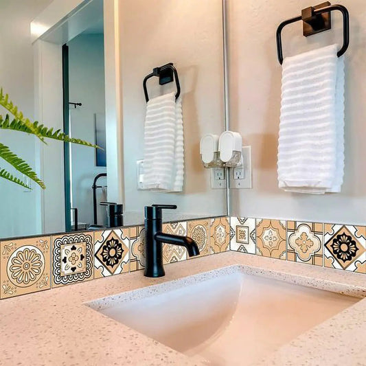 4" X 4" Shades Of Taupe Mosaic Peel And Stick Removable Tiles HomeRoots