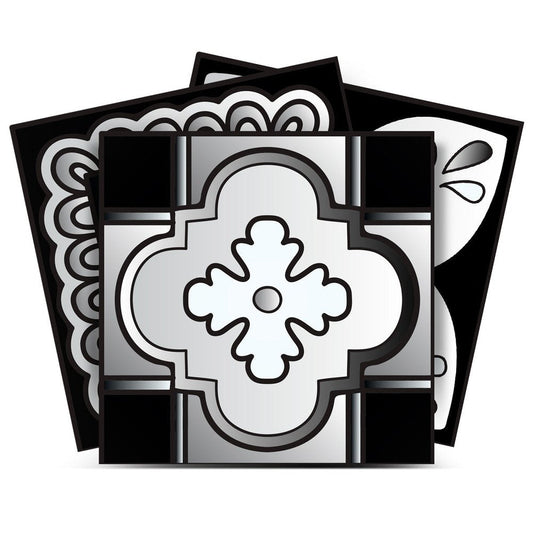 7" x 7" Black Gray And White Vinyl Peel And Stick Removable Tiles HomeRoots