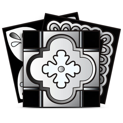 7" x 7" Black Gray And White Vinyl Peel And Stick Removable Tiles HomeRoots