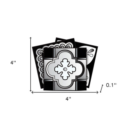 4" X 4" Black White And Gray Mosaic Peel And Stick Removable Tiles HomeRoots