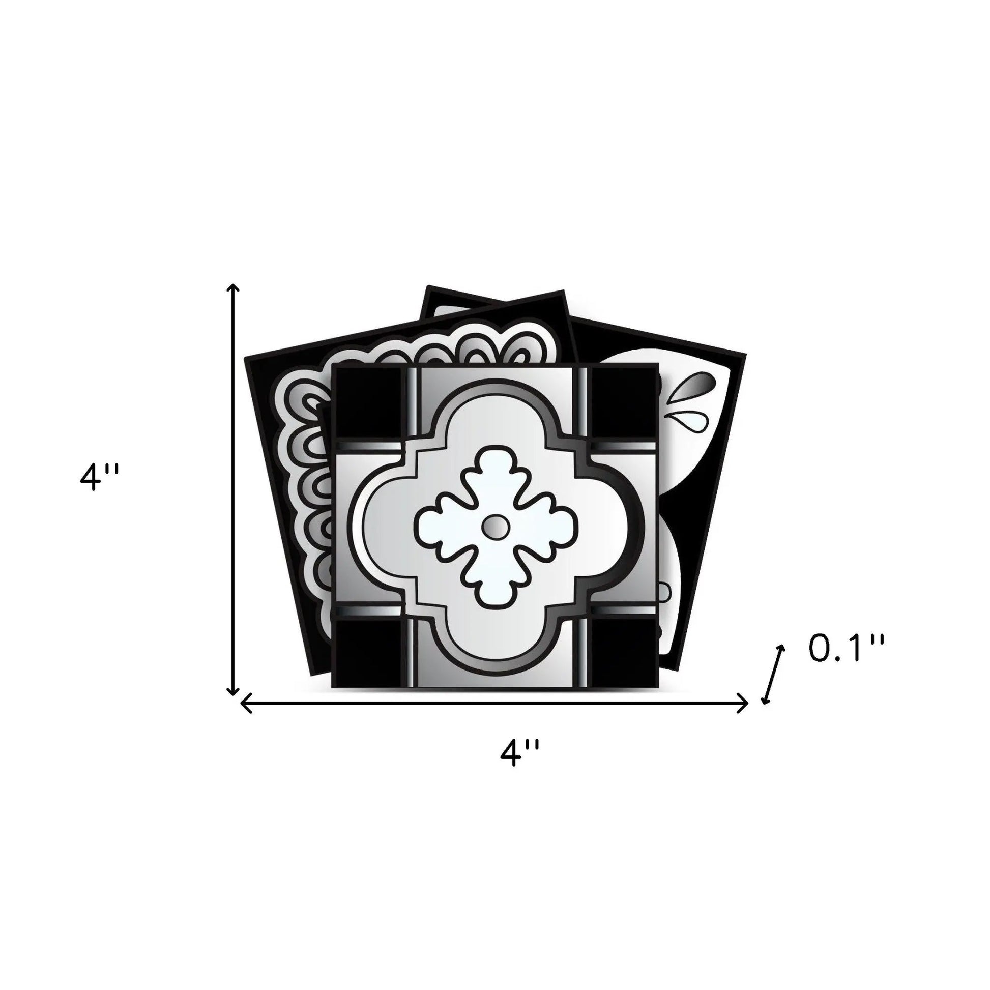 4" X 4" Black White And Gray Mosaic Peel And Stick Removable Tiles HomeRoots