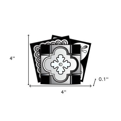 4" X 4" Black White And Gray Mosaic Peel And Stick Removable Tiles HomeRoots