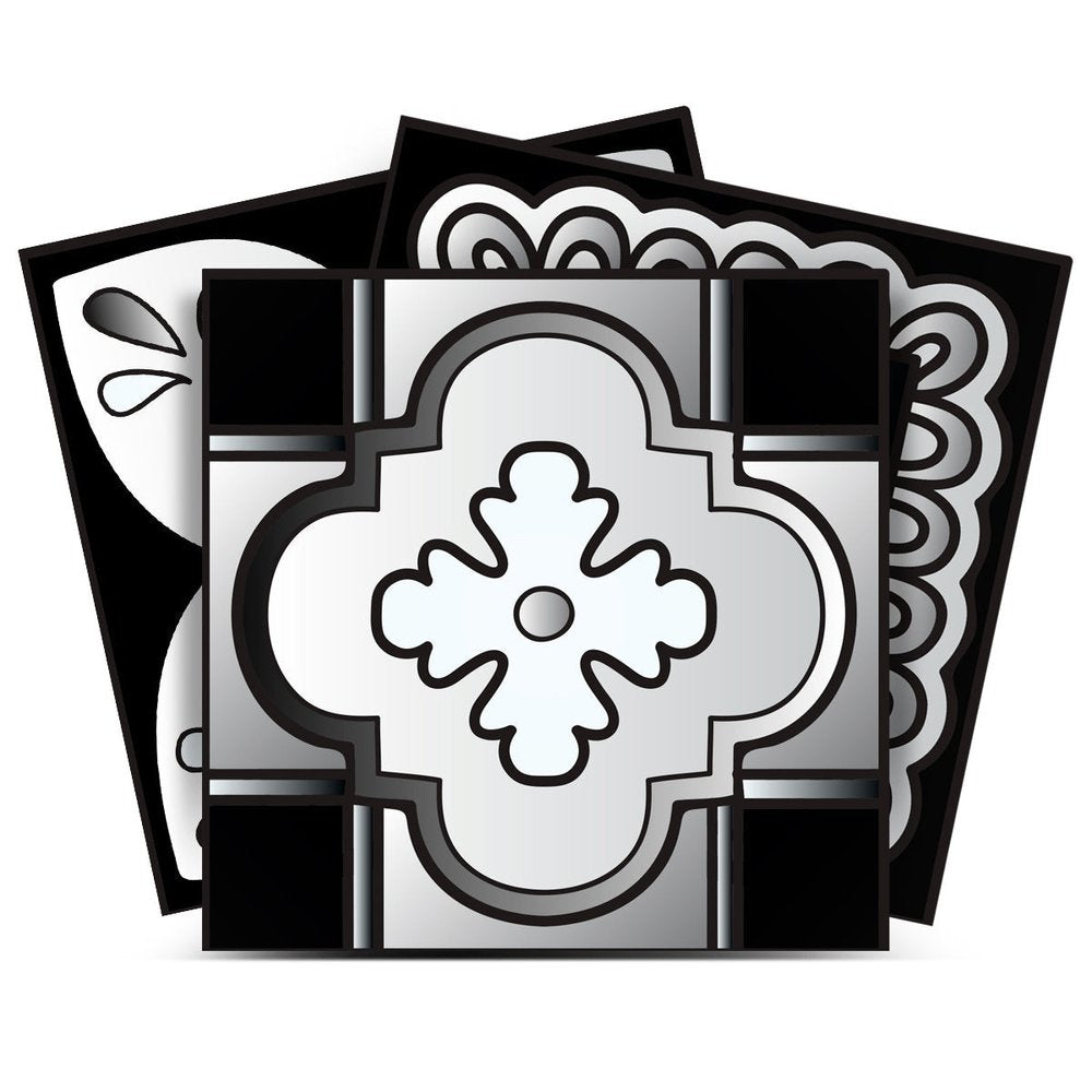 7" x 7" Black Gray And White Vinyl Peel And Stick Removable Tiles HomeRoots
