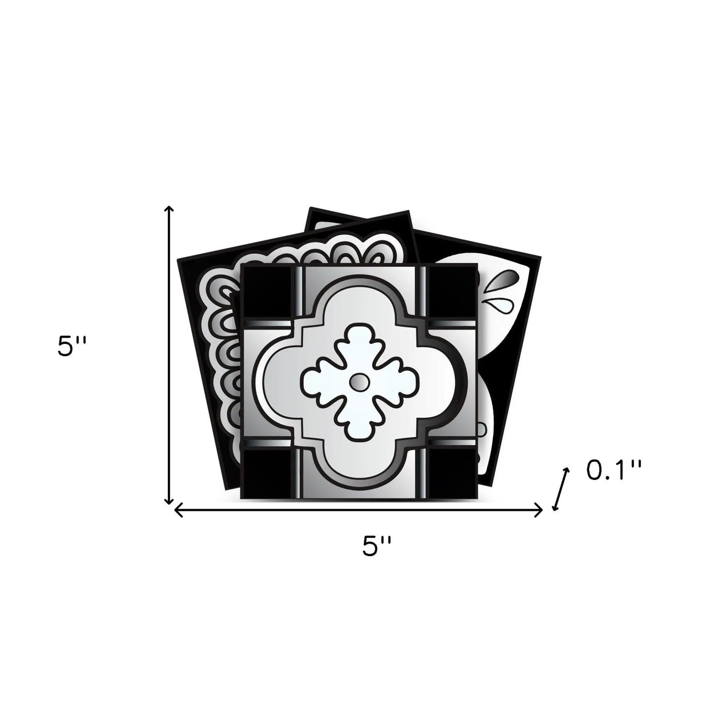 4" X 4" Black White And Gray Mosaic Peel And Stick Removable Tiles HomeRoots