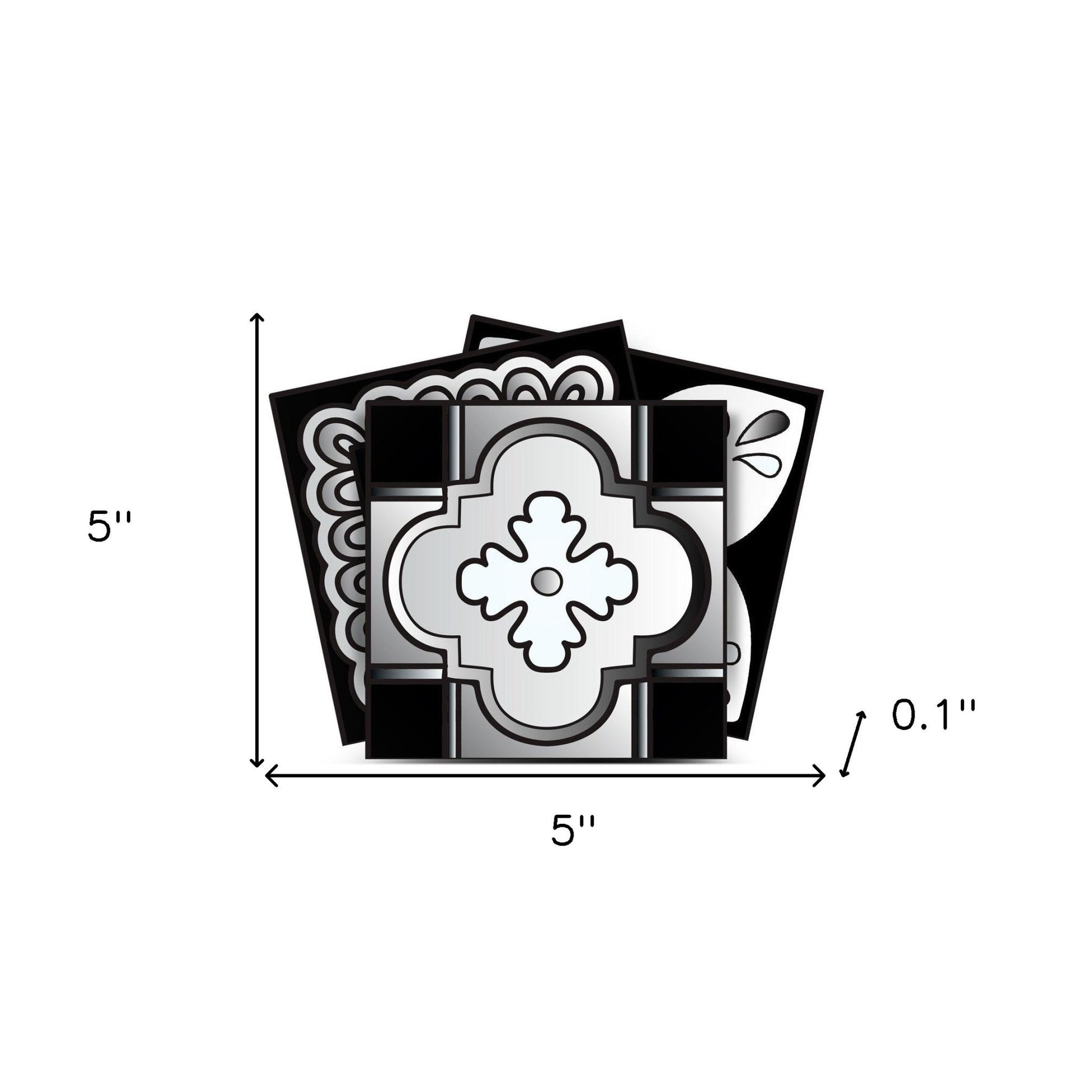 4" X 4" Black White And Gray Mosaic Peel And Stick Removable Tiles HomeRoots