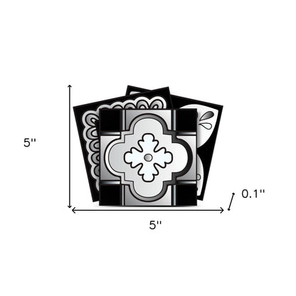 4" X 4" Black White And Gray Mosaic Peel And Stick Removable Tiles HomeRoots