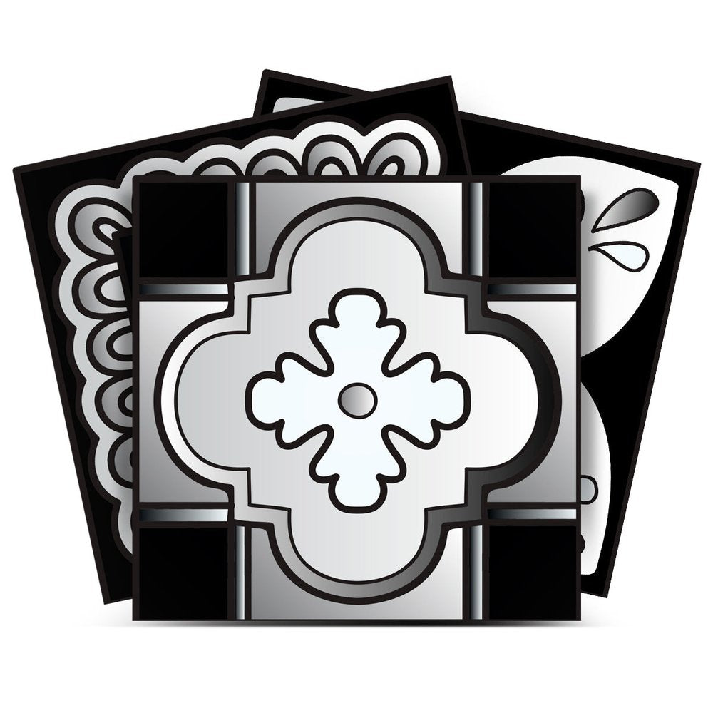 7" x 7" Black Gray And White Vinyl Peel And Stick Removable Tiles HomeRoots