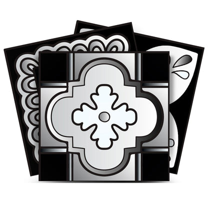 7" x 7" Black Gray And White Vinyl Peel And Stick Removable Tiles HomeRoots