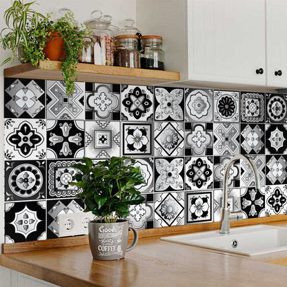 4" X 4" Black White And Gray Mosaic Peel And Stick Removable Tiles HomeRoots