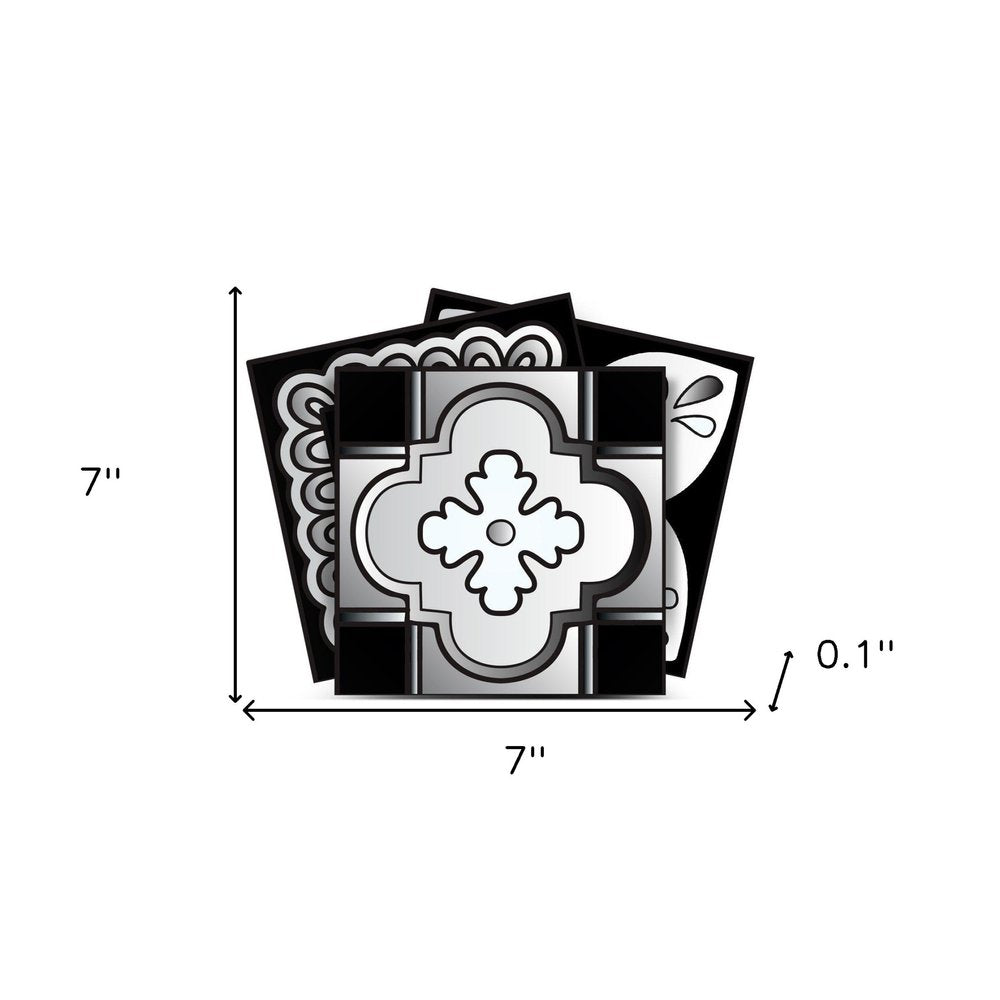 4" X 4" Black White And Gray Mosaic Peel And Stick Removable Tiles HomeRoots