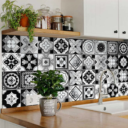 4" X 4" Black White And Gray Mosaic Peel And Stick Removable Tiles HomeRoots