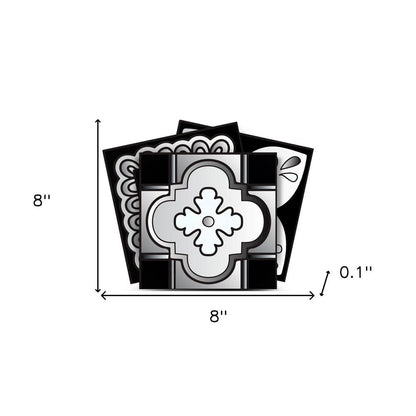 4" X 4" Black White And Gray Mosaic Peel And Stick Removable Tiles HomeRoots