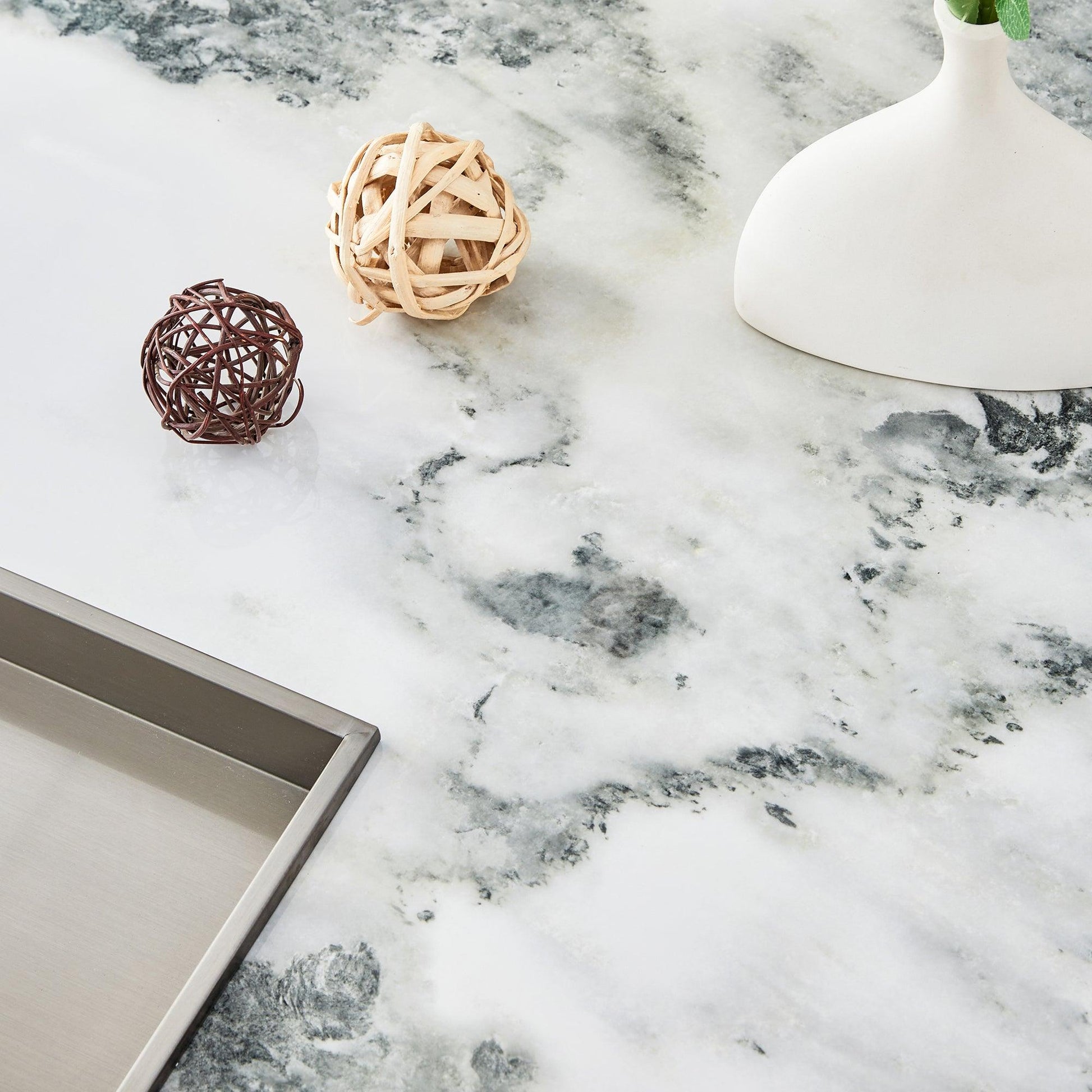 A modern and practical coffee table black and white in imitation marble pattern made of MDF material - FurniFindUSA