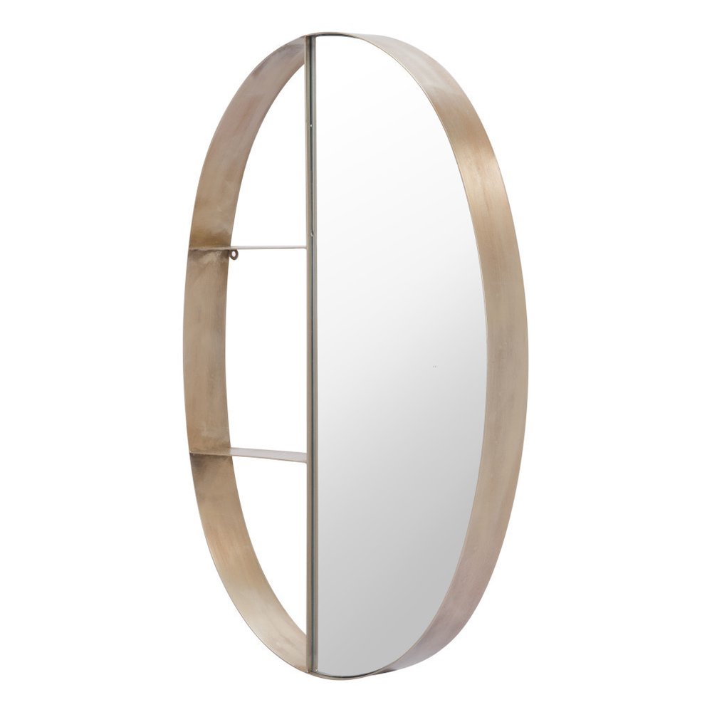 34" Bronze Oval Steel Framed Accent Mirror HomeRoots