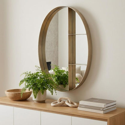 34" Bronze Oval Steel Framed Accent Mirror HomeRoots