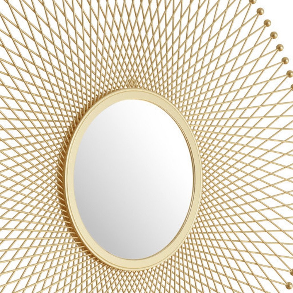 35" Gold Round Iron Framed Accent Mirror HomeRoots