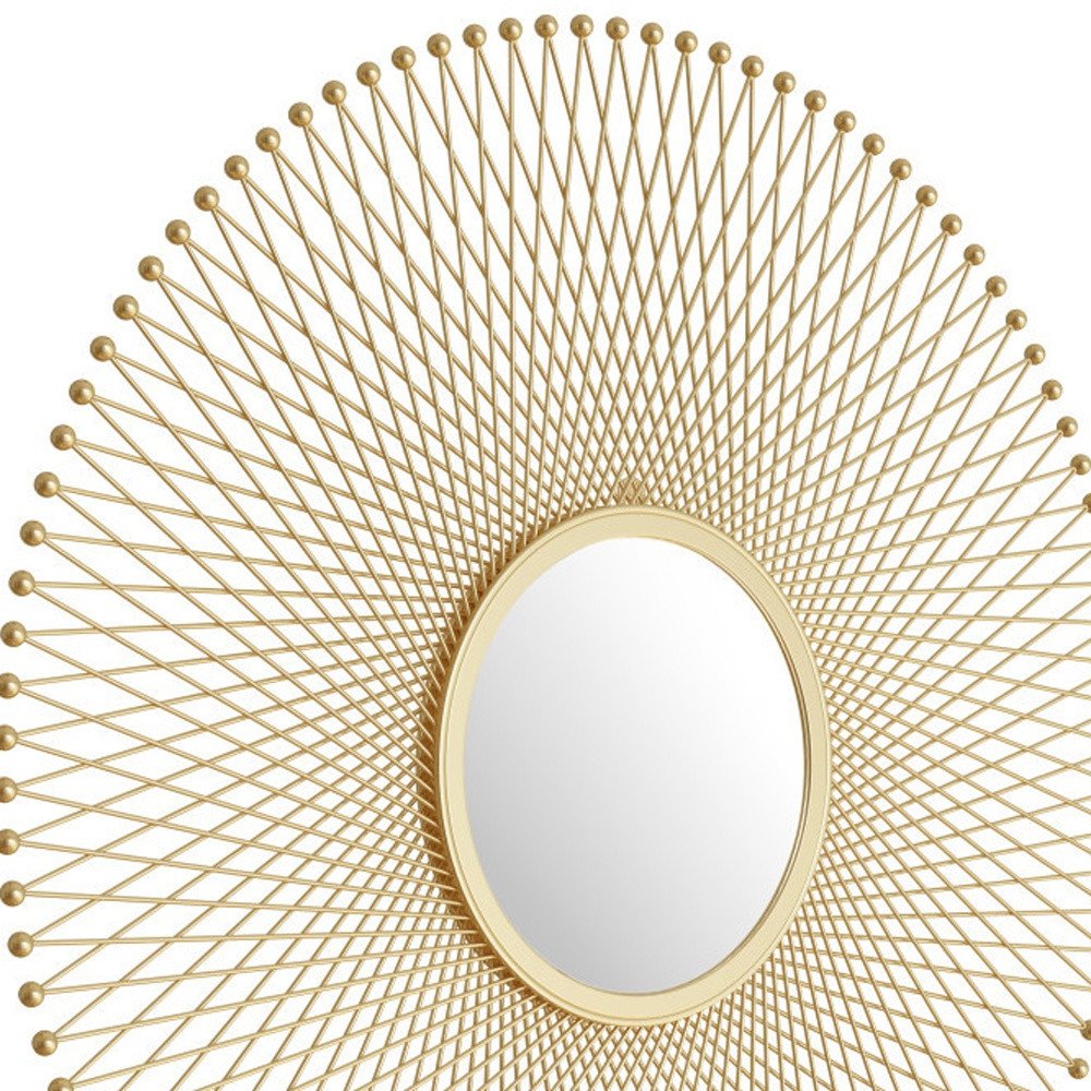 35" Gold Round Iron Framed Accent Mirror HomeRoots
