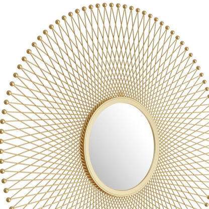 35" Gold Round Iron Framed Accent Mirror HomeRoots