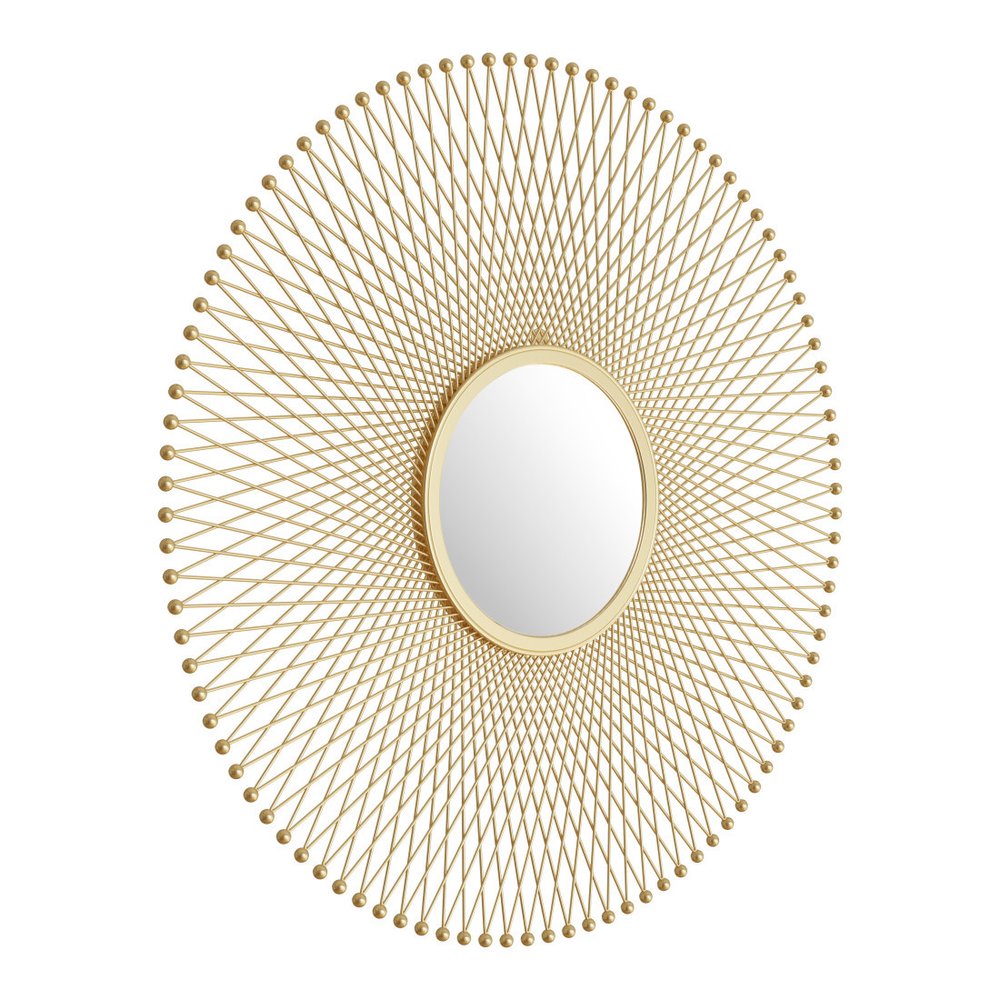 35" Gold Round Iron Framed Accent Mirror — view 6