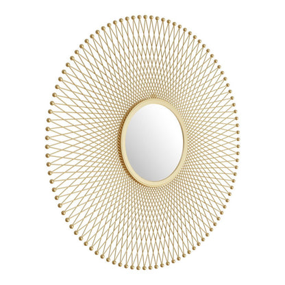 35" Gold Round Iron Framed Accent Mirror HomeRoots