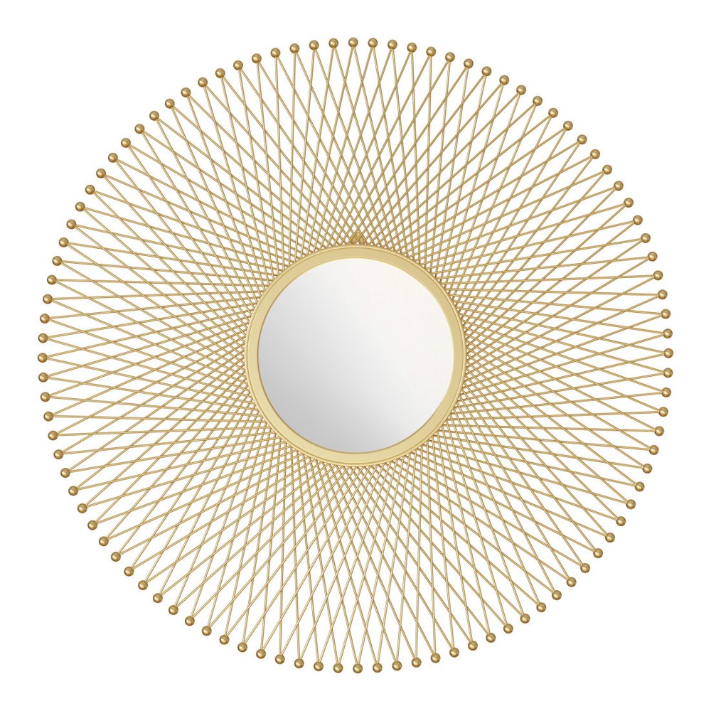 35" Gold Round Iron Framed Accent Mirror HomeRoots