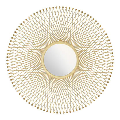 35" Gold Round Iron Framed Accent Mirror HomeRoots