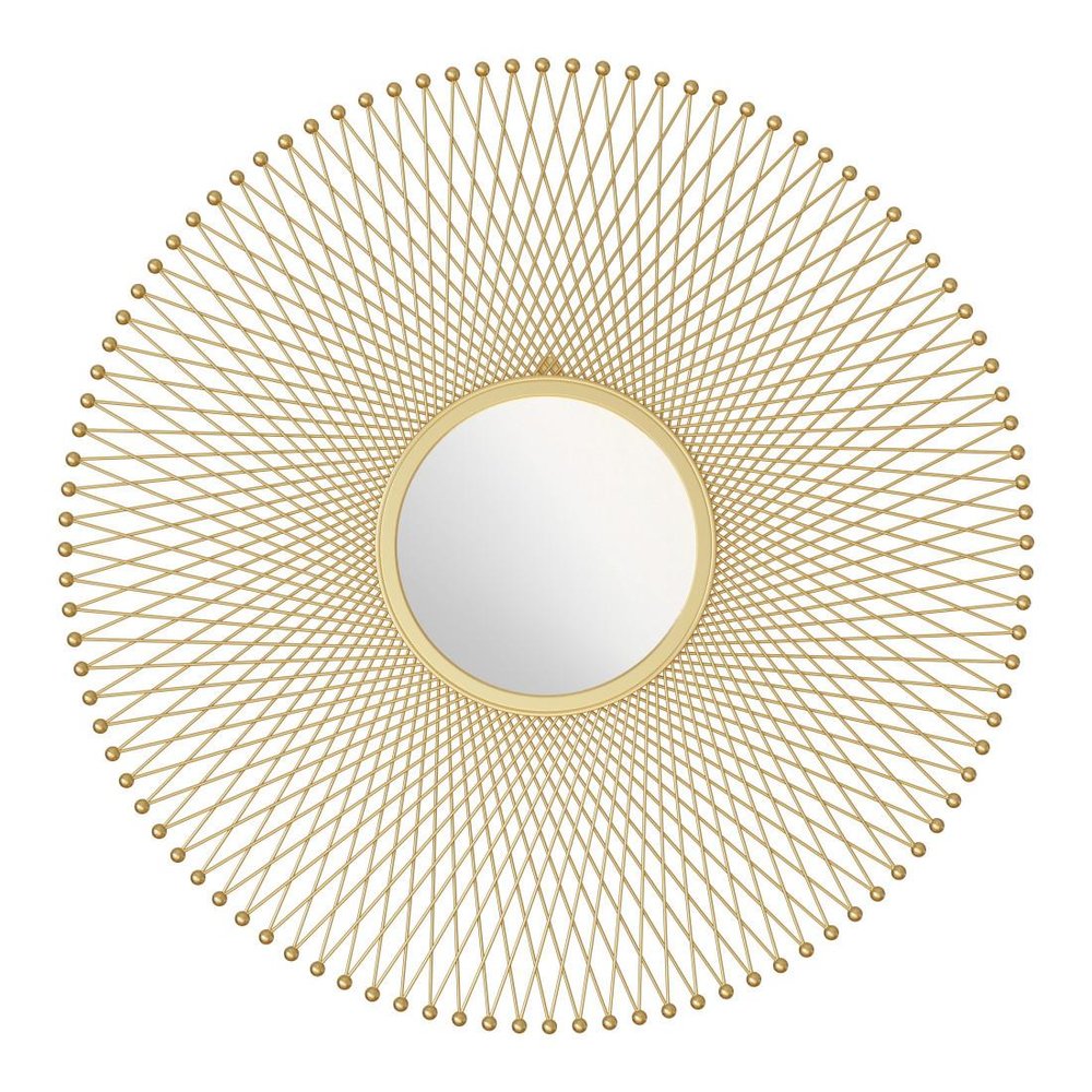 35" Gold Round Iron Framed Accent Mirror HomeRoots