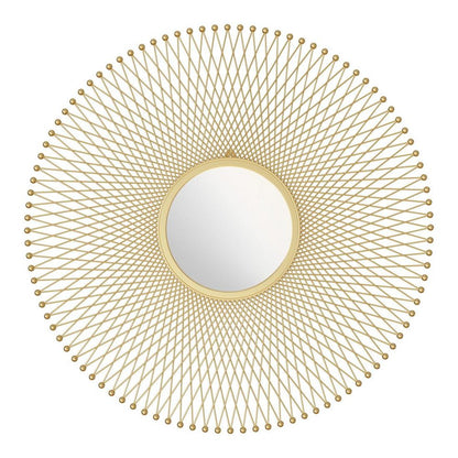 35" Gold Round Iron Framed Accent Mirror HomeRoots