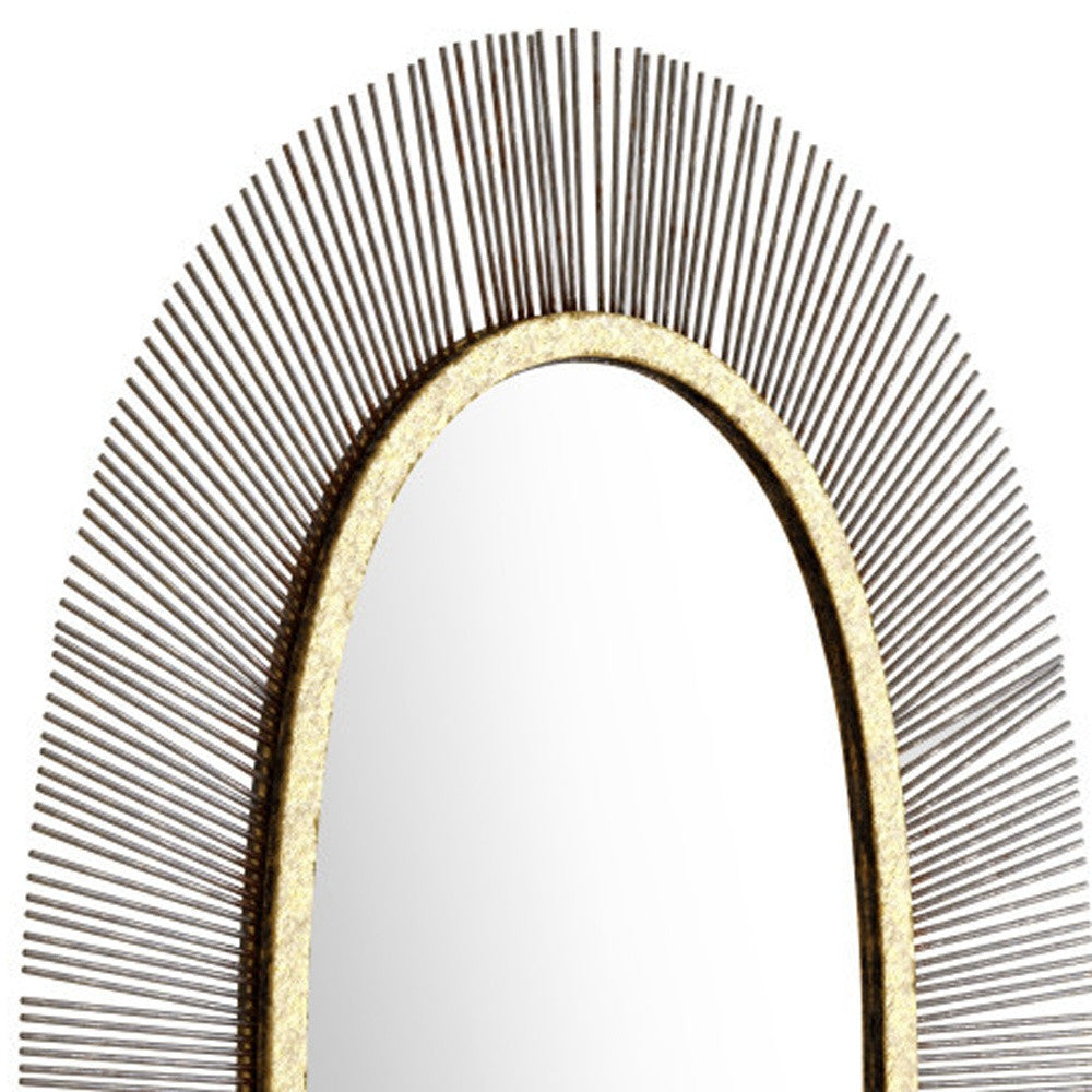 38" Black And Gold Oval Iron Framed Accent Mirror