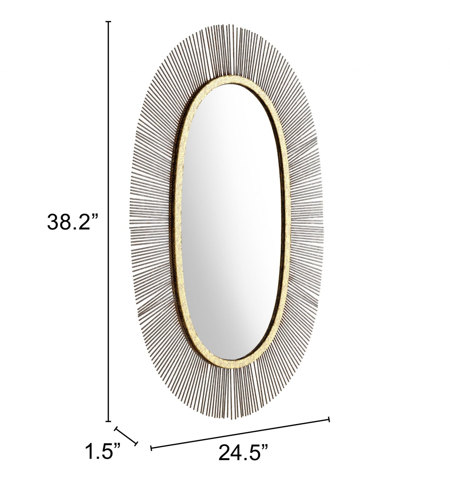 38" Black And Gold Oval Iron Framed Accent Mirror