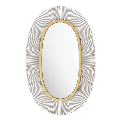 38" Black And Gold Oval Iron Framed Accent Mirror