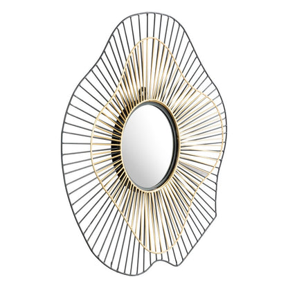 22" Black Abstract Metal Framed Accent Mirror HomeRoots