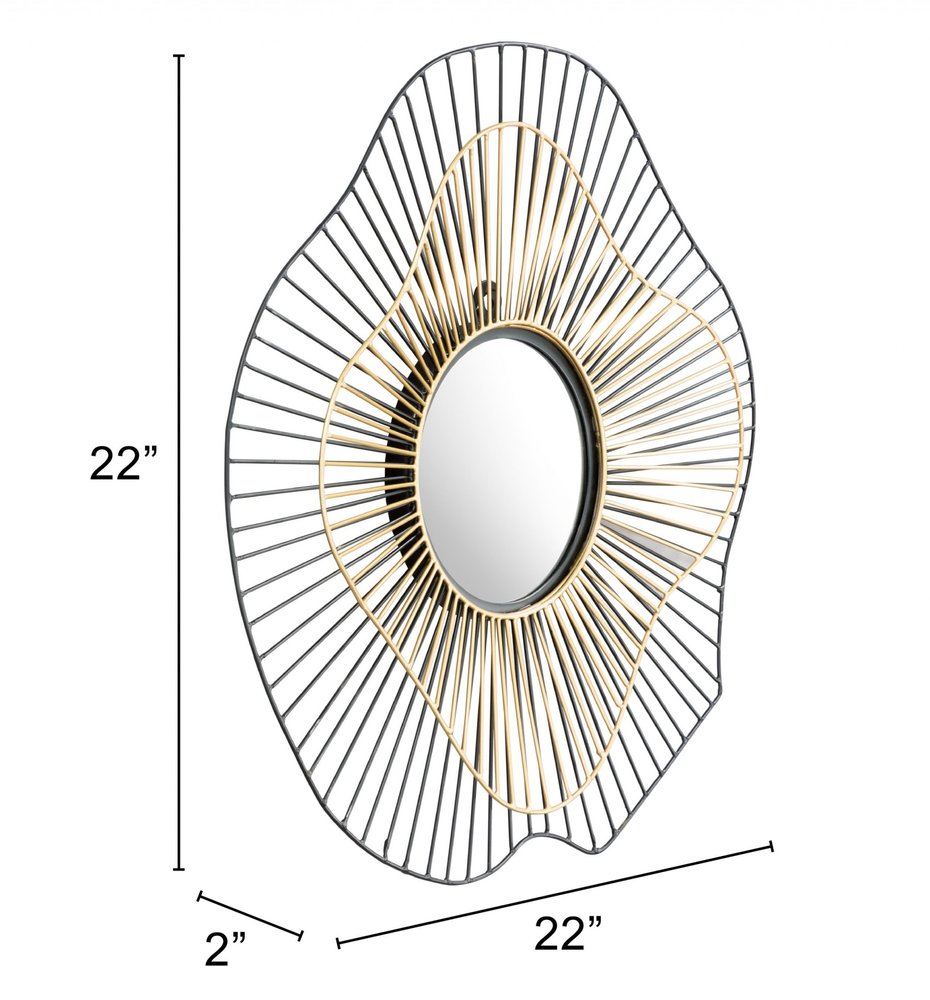 22" Black Abstract Metal Framed Accent Mirror HomeRoots