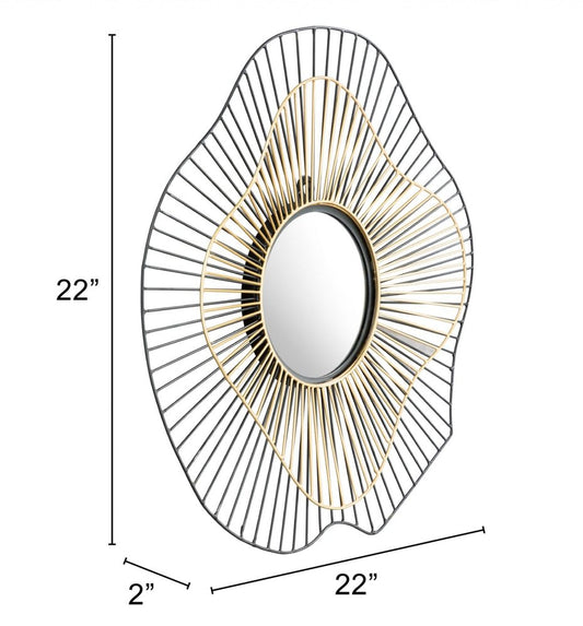 22" Black Abstract Metal Framed Accent Mirror HomeRoots