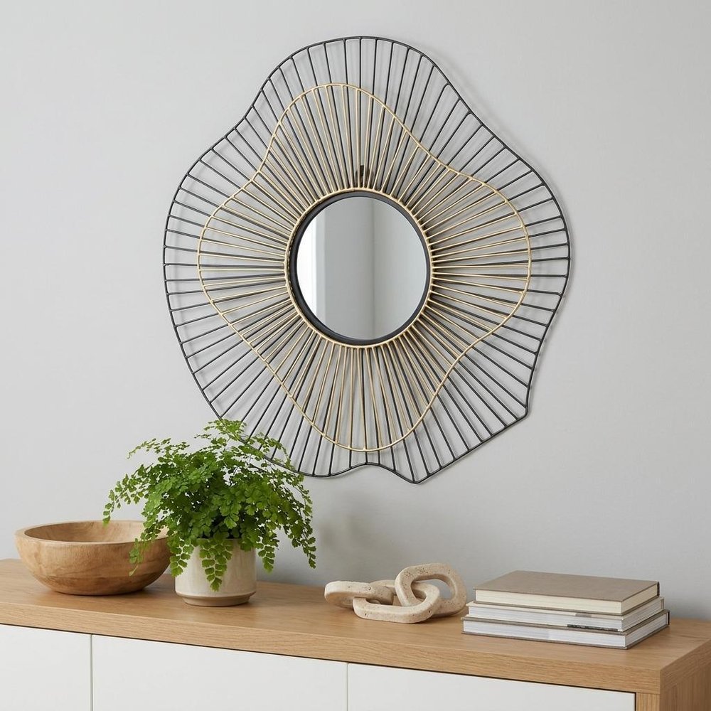 22" Black Abstract Metal Framed Accent Mirror HomeRoots