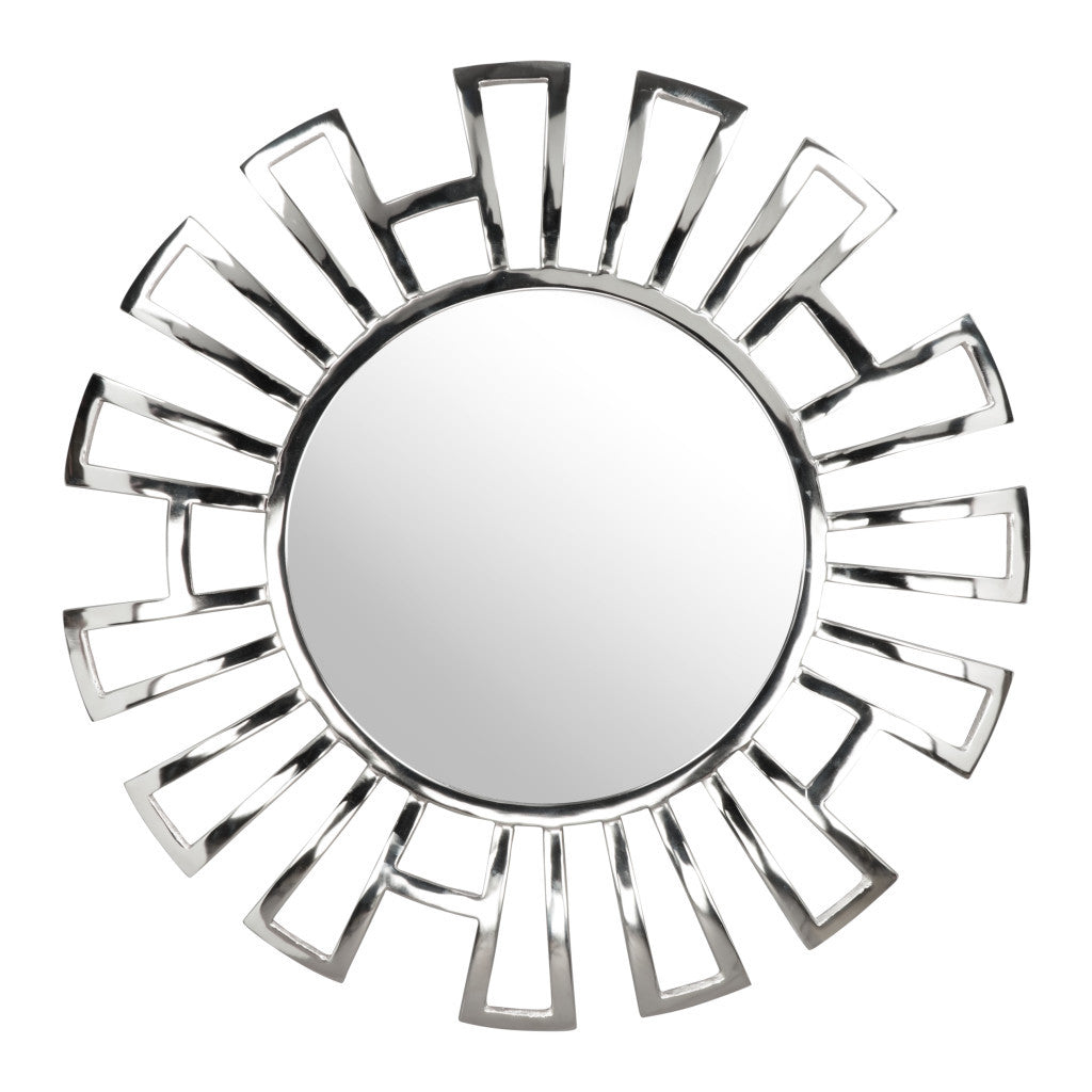 30" Silver Abstract Metal Framed Accent Mirror