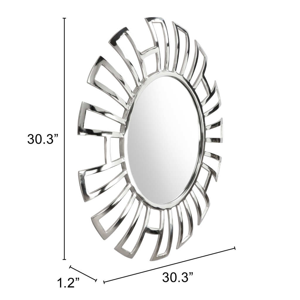 30" Silver Abstract Metal Framed Accent Mirror