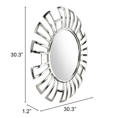 30" Silver Abstract Metal Framed Accent Mirror