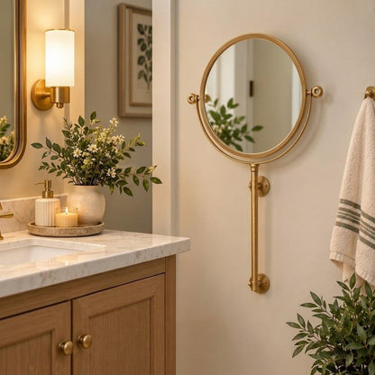 Gold Round Wall Mount Mirror