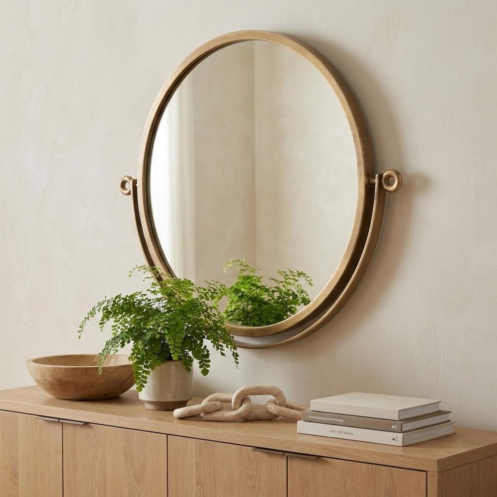 Gold Round Wall Mount Mirror HomeRoots