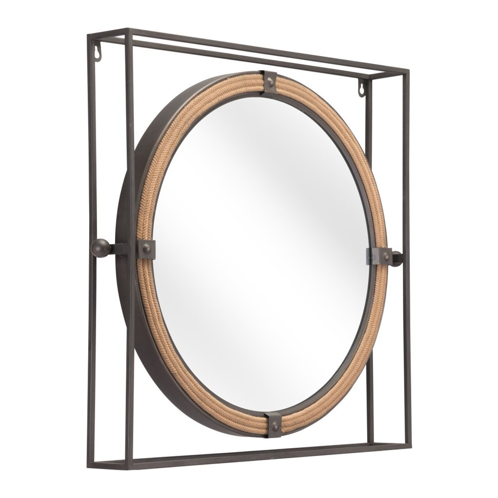 22" Gray Square Steel Framed Accent Mirror HomeRoots