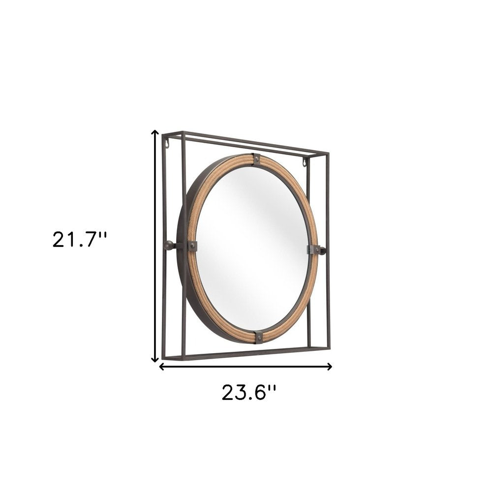 22" Gray Square Steel Framed Accent Mirror HomeRoots