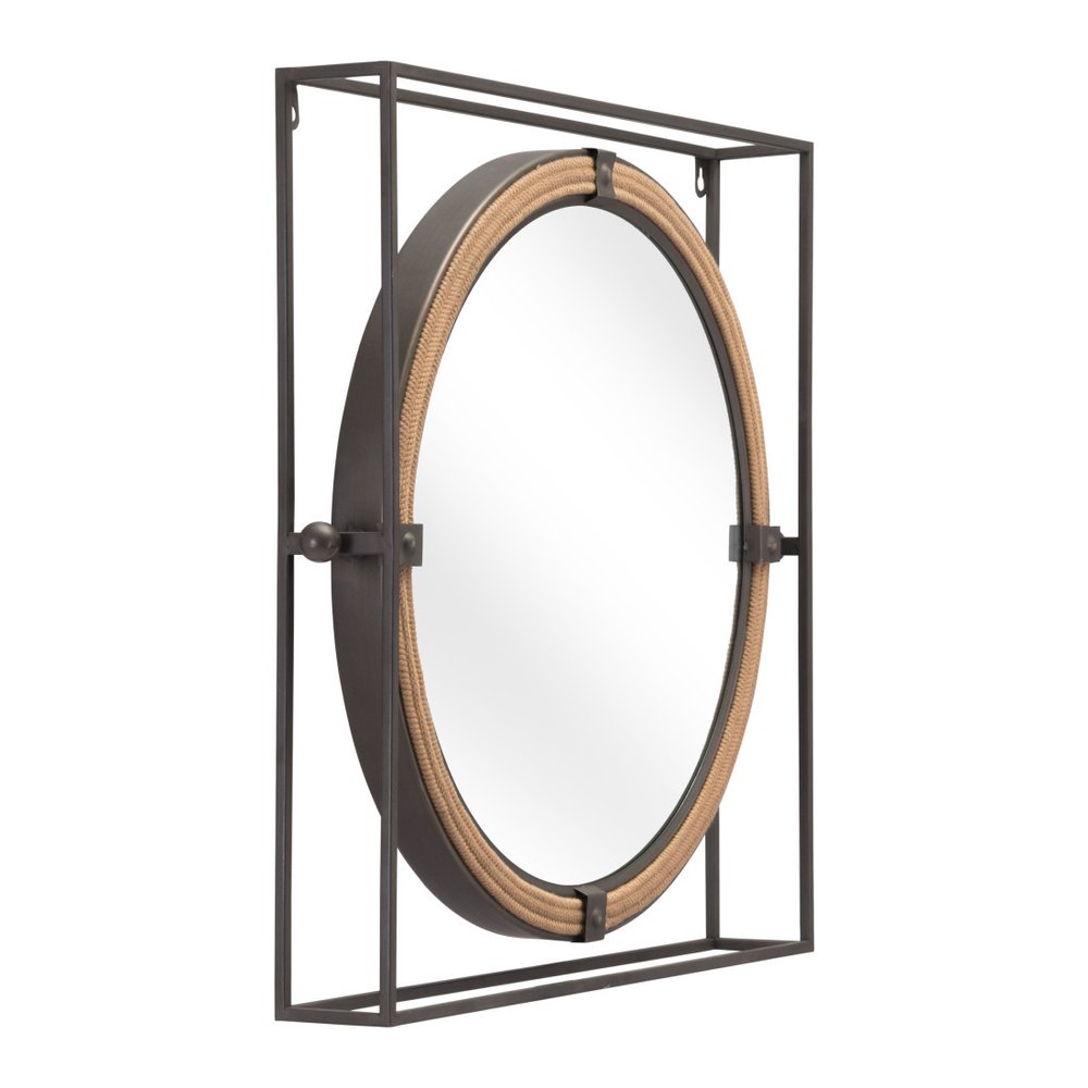 22" Gray Square Steel Framed Accent Mirror HomeRoots