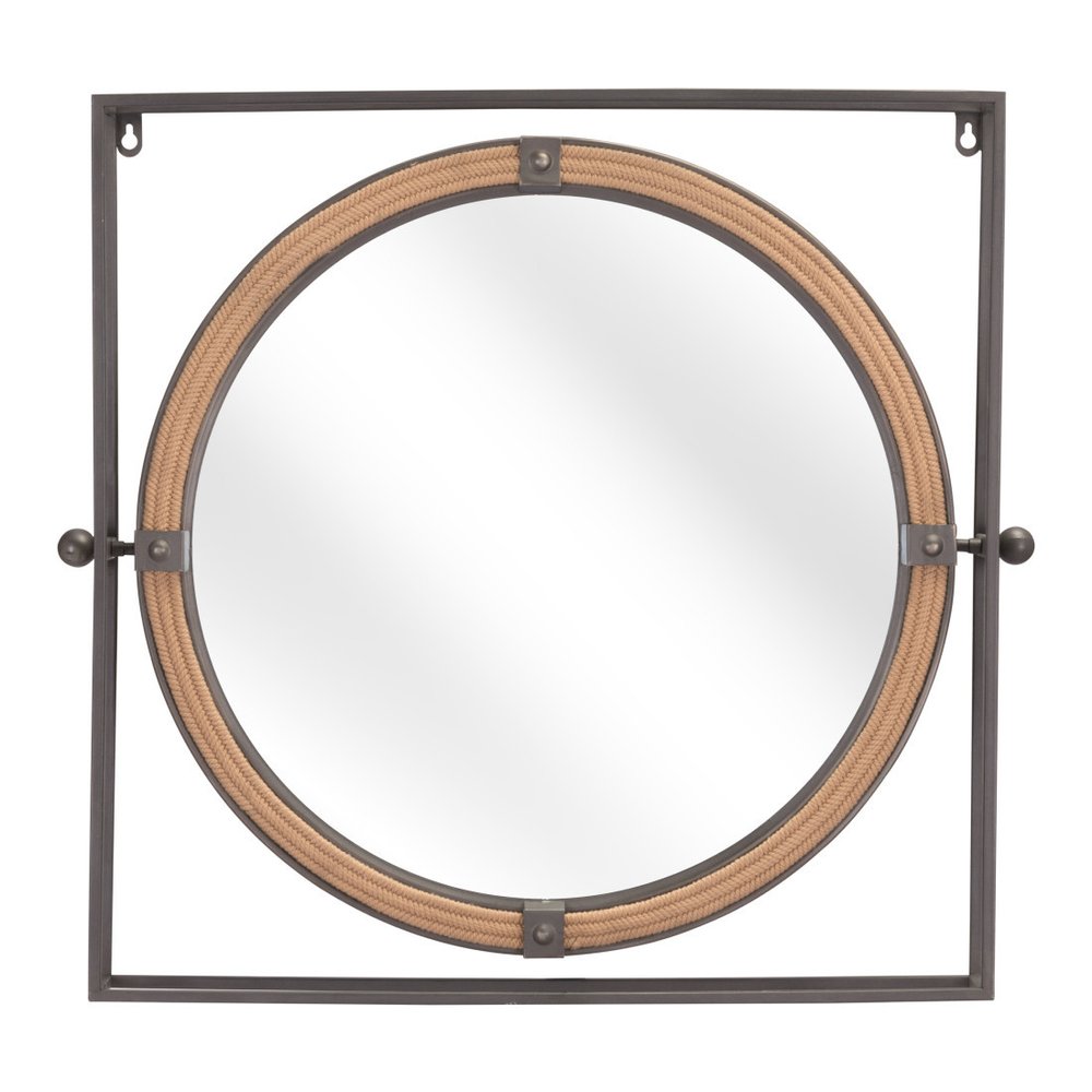 22" Gray Square Steel Framed Accent Mirror HomeRoots